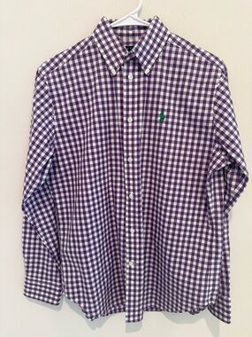 Ralph Lauren Purple and White Check Button-Down Shirt M